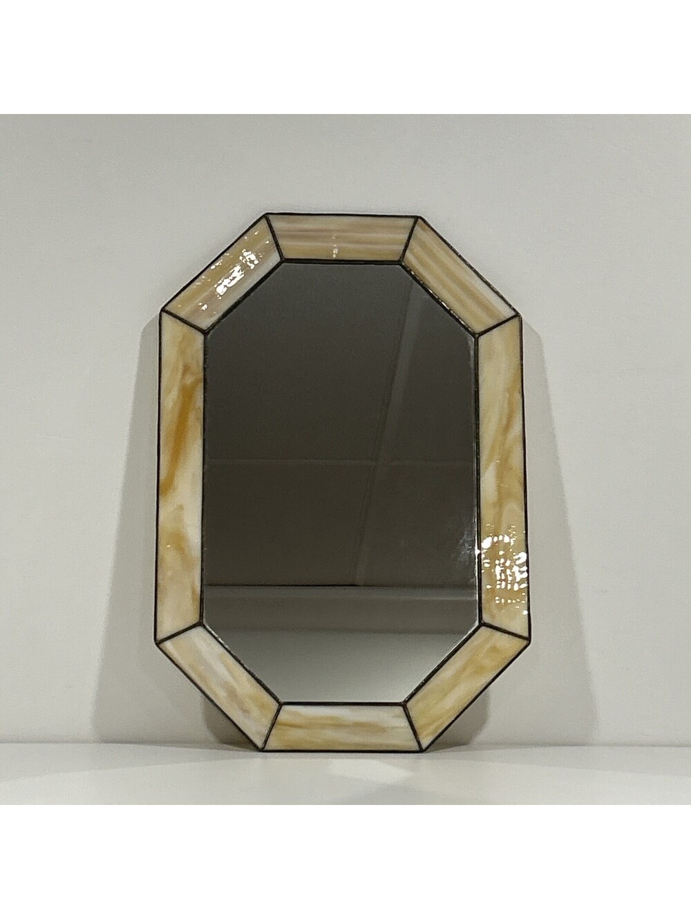 Vintage Octagonal Stained Glass Wall Mirror Decorative Home Decor 45” 30”